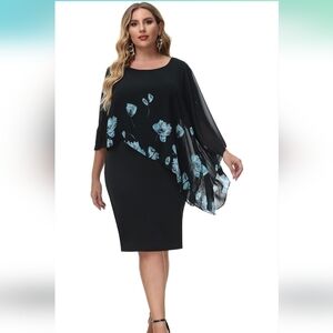 Hanna Nikole Women's Sleeveless Cape Dress with Chiffon